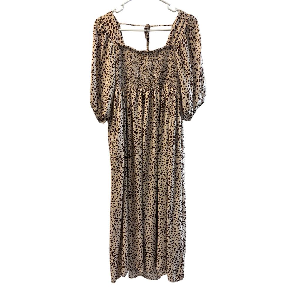 Umgee Animal Print Smocked Midi Dress Size S